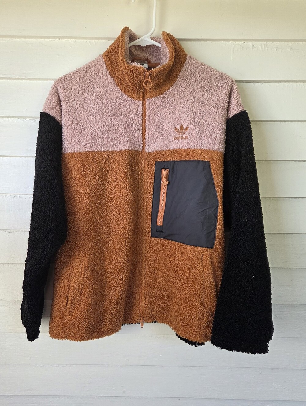 Adidas Original Women's Colorblock Sherpa Jacket Size 36